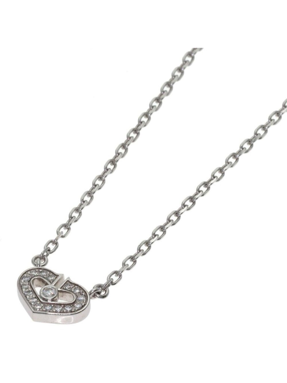 Cartier C Heart Diamond Necklace 18k White Gold